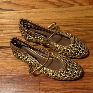 Margaux Gold Woven Ballet Flats